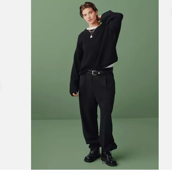 GAP Softsuit Tencel High Rise Pleated Wide Leg Black Pants Size 12 RT$90 #404698 - Picture 5 of 13